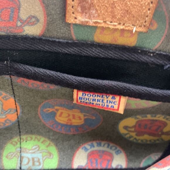 Dooney & Bourke brown coated canvas medallion leather trim satchel bag - Picture 9 of 10